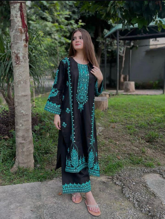 2 pcs Lawn Cotton Fully Embroidery   Excellent fabric