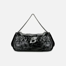 حقيبة نسائية سوداء أنيقة من الجلد الطبيعي – اسم العلامة التجارية B