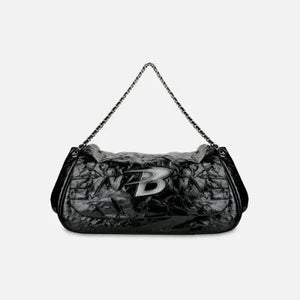 حقيبة نسائية سوداء أنيقة من الجلد الطبيعي – اسم العلامة التجارية B